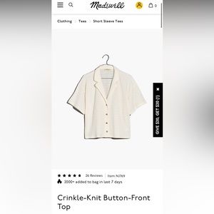 Madewell Crinkle-Knit Button-Front Top